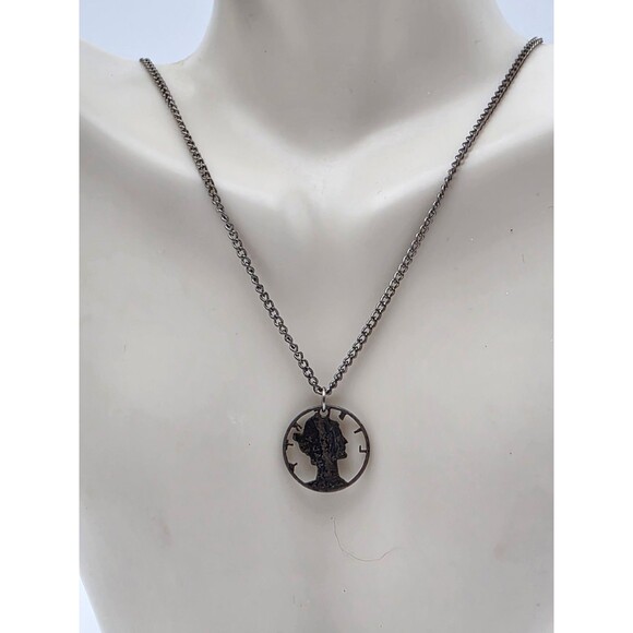 1944 Mercury Dime on Chain Necklace Lady Liberty 24" - Picture 2 of 7